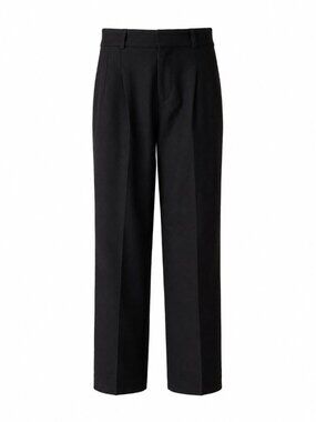 Kenzo Jeans Black Wool Trousers Size 36 High Rise Straight Leg Side Stripe